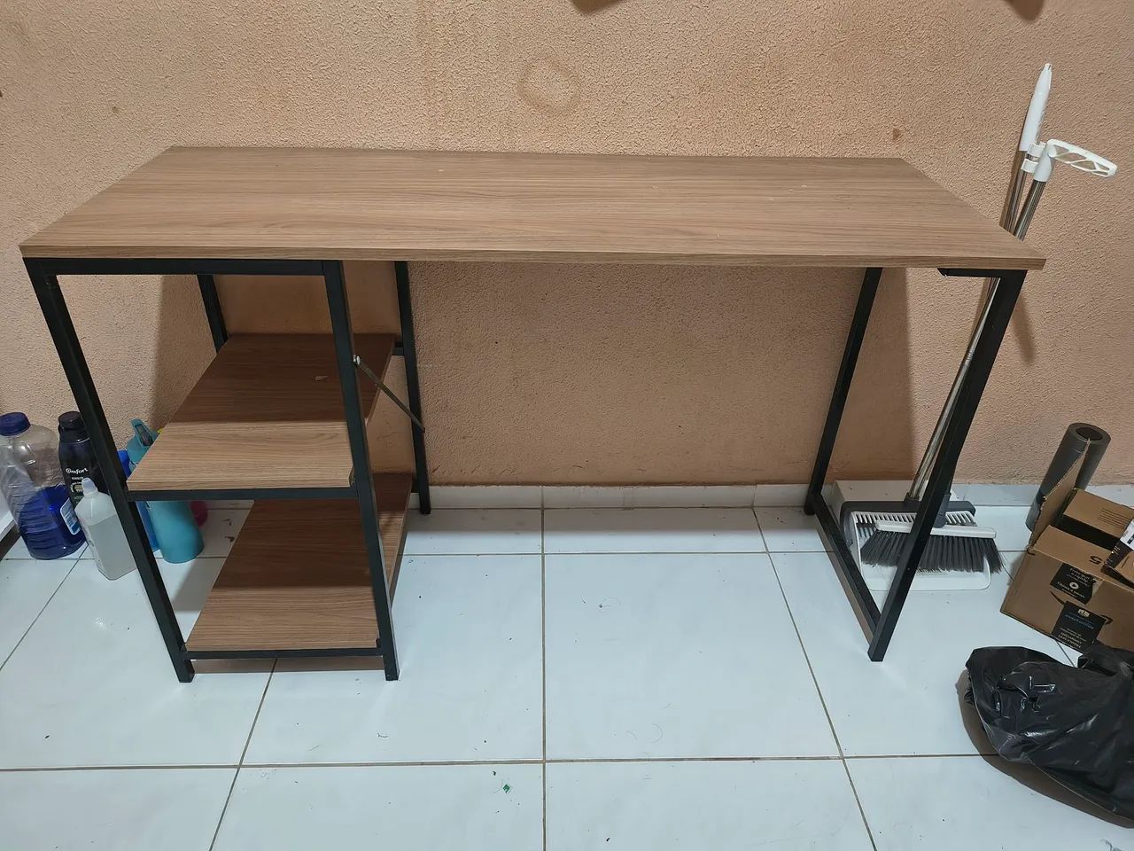 Industrial Desk for Home Office with Shelves