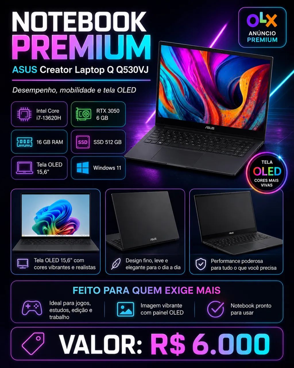 ASUS CREATOR LAPTOP  - OLED | i7 | RTX 3050