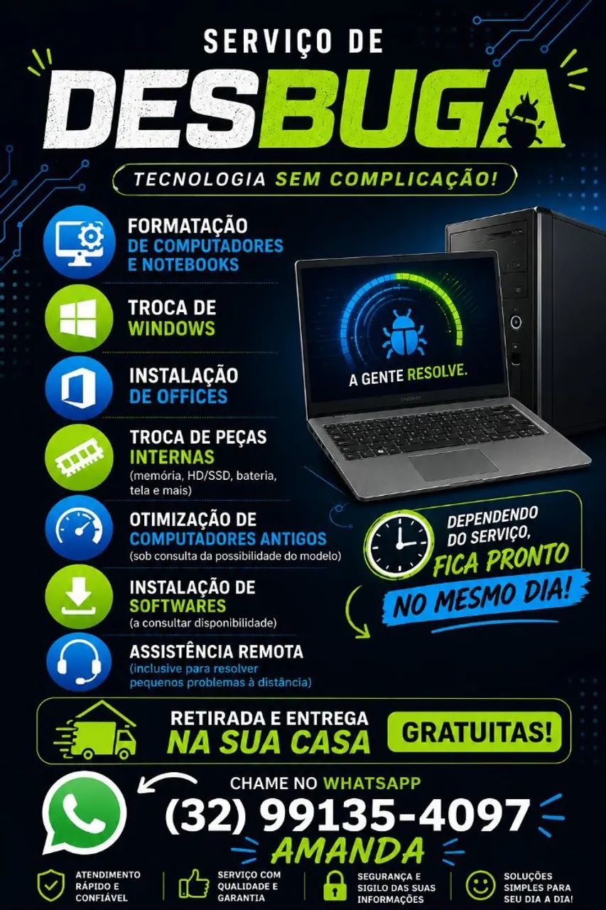 Manutenção de Computadores - formatação e troca de peças