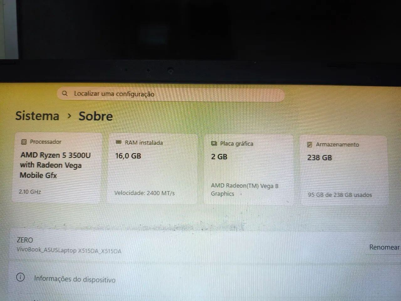 Notebook Asus VivoBook Ryzen 5, 16 G de RAM, SSD de 256 G e tela de 15,5 polegadas  - Foto 2