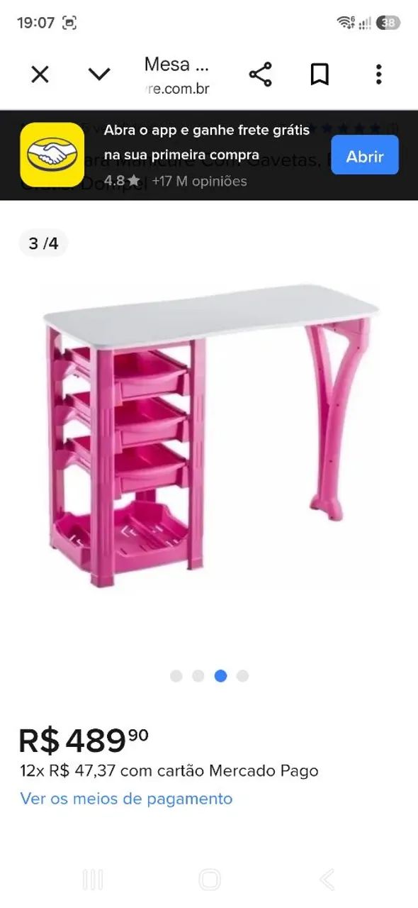 Mesa para manicure de MDF e plástico 