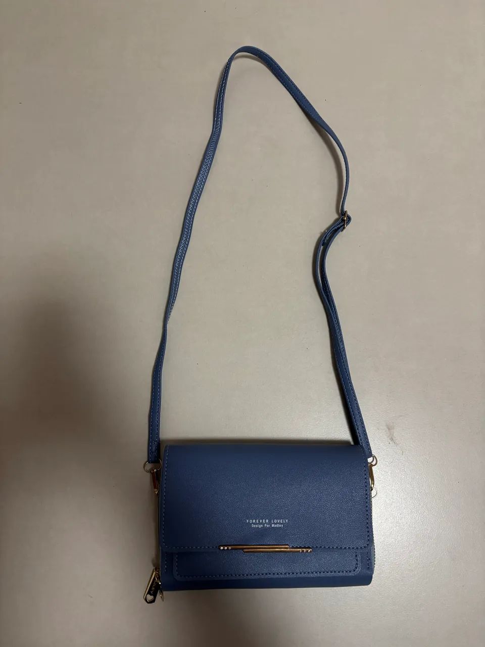 Bolsa nova couro azul carteira - Foto 4