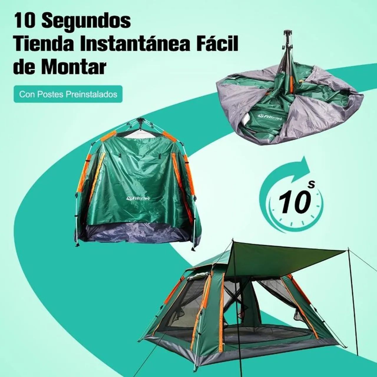 Barraca 5-6 pessoas automática Camping com toldo Cabana Nova  - Foto 4