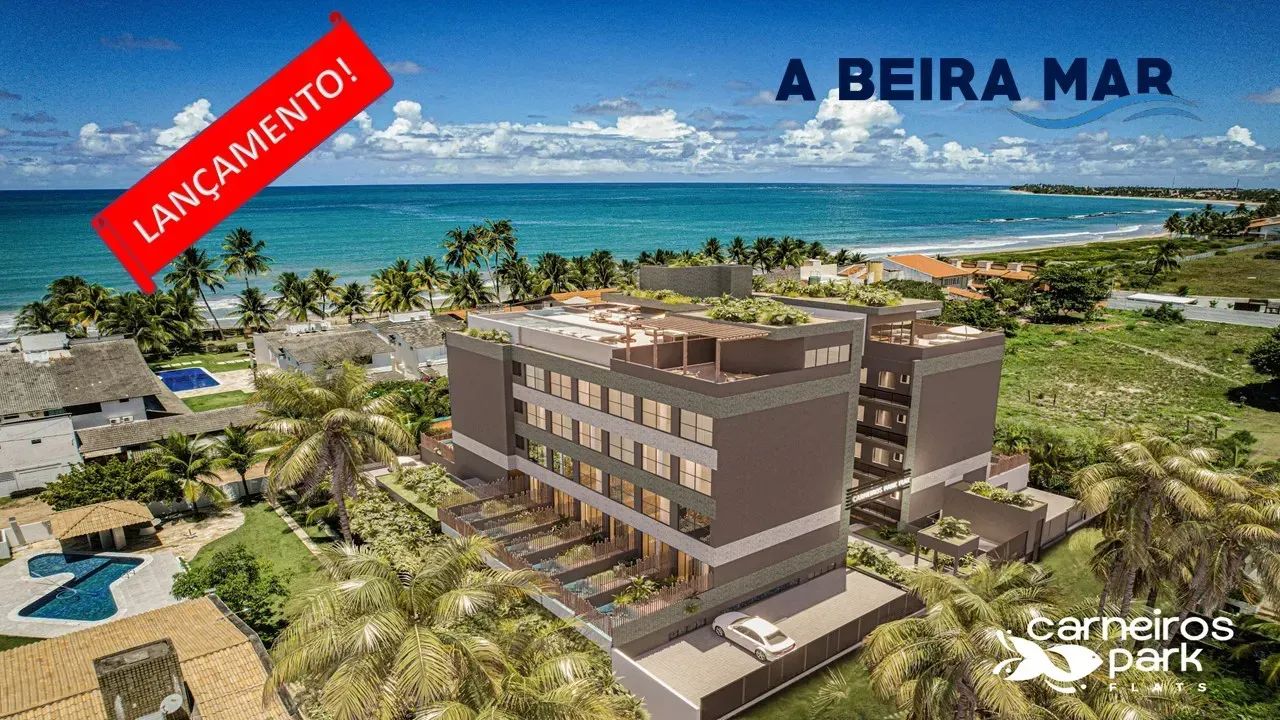 PRAIA DOS CARNEIROS - FLAT 25 m² A 50 m do mar com lazer completo e próx. ao parque aquáti