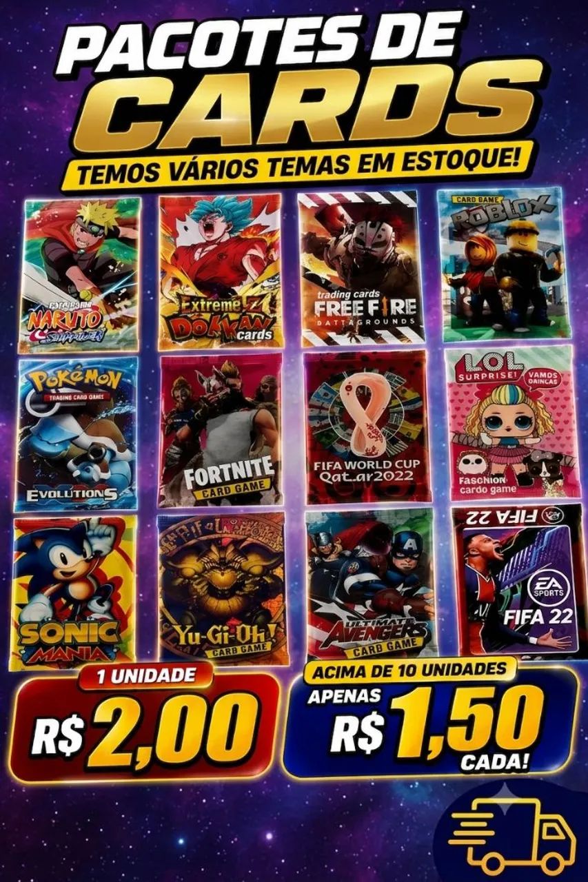 Pacotes de Cards / Figurinhas - Pokémon, Naruto, Free Fire, Roblox e mais! - Foto 2