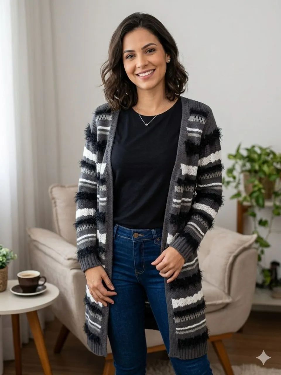 BRUNA MALHAS CASACO TRICO ALONGADO TAM M 
