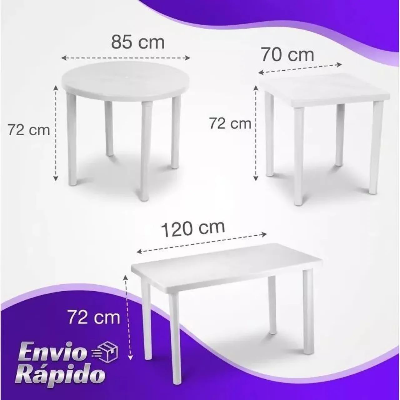 Mesa 6 lugares mesa retangular mesa desmontável de plástico - Foto 3