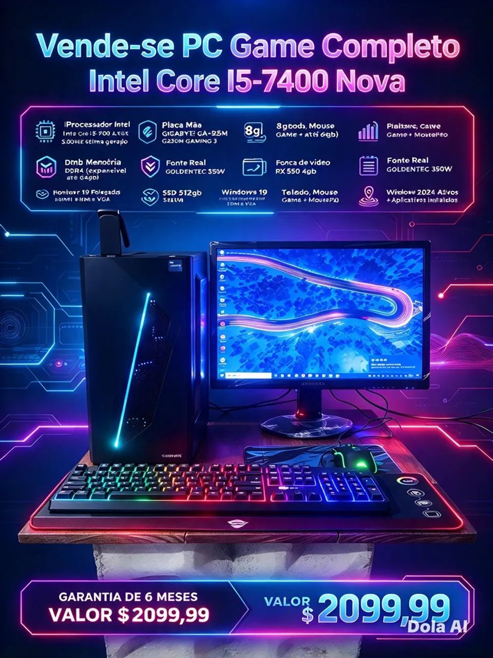 *Vende-se PCGame Completo Intel Core I5-7400 Nova