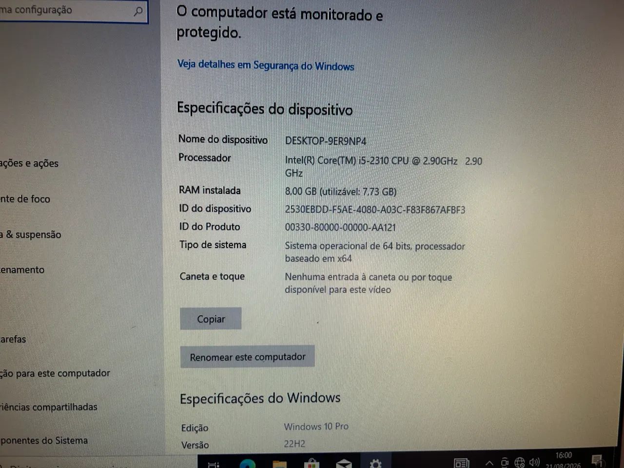 Computador I5 2310 8Gb RAM SSD 240gb com Windows 10 e Office 365 - Foto 3
