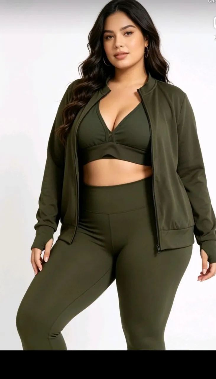 Conjunto de roupa de ginástica verde GG