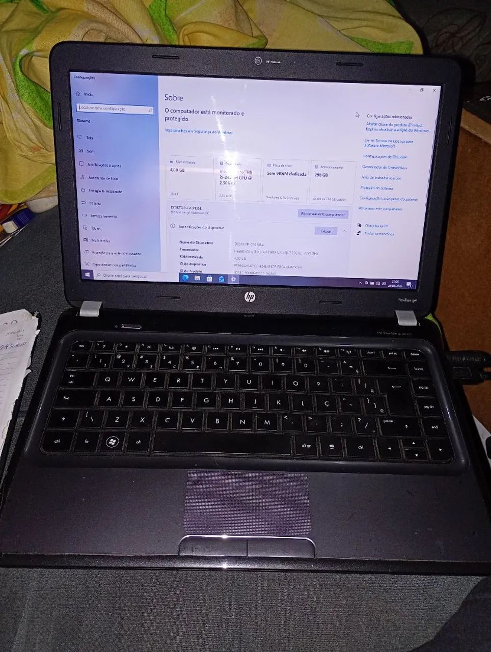 Notebook HP Pavilion G4 I5-2450M 2.50GHz