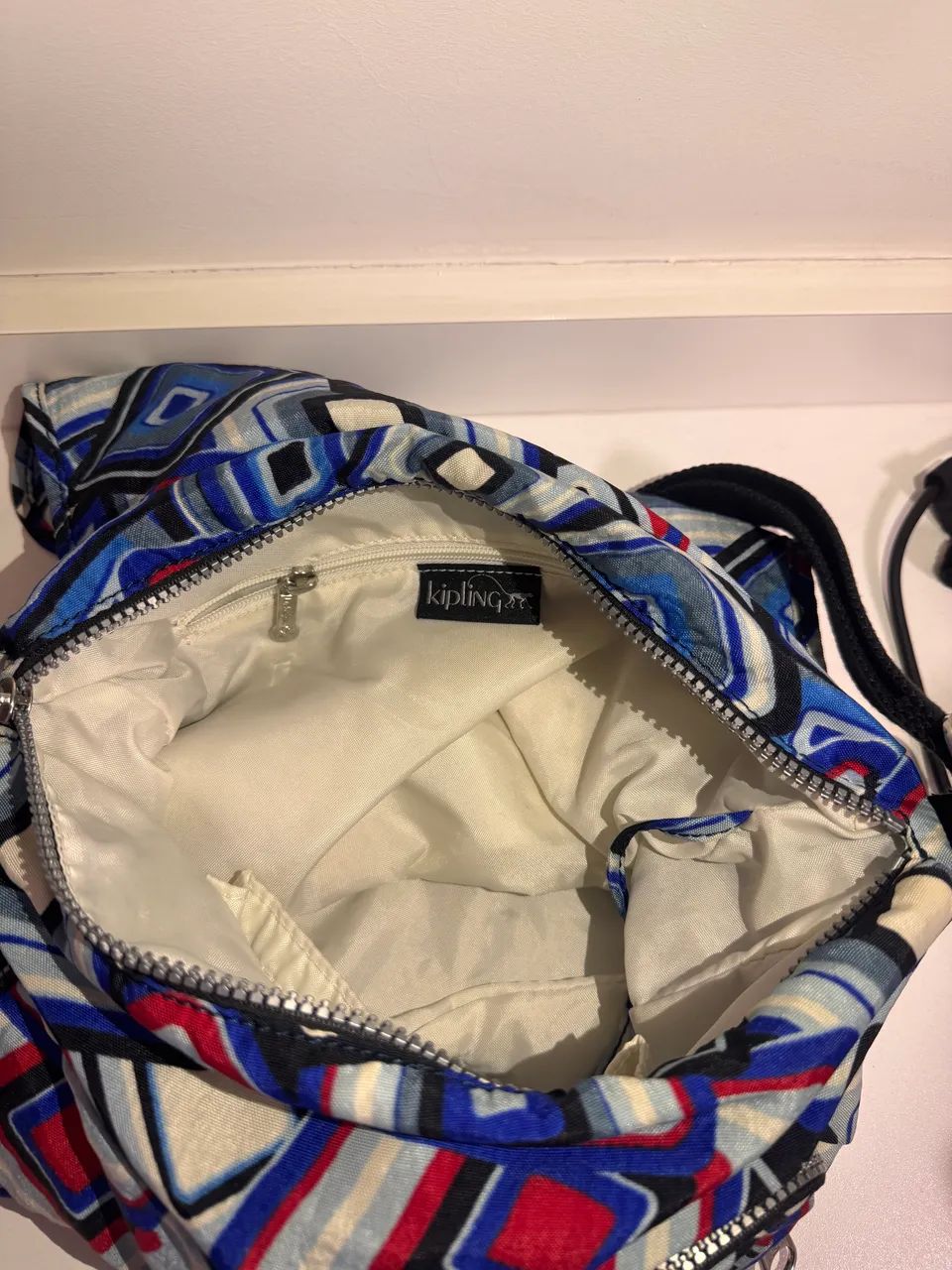 Bolsa Kipling original azul estampada vintage anos 2000 - Foto 5