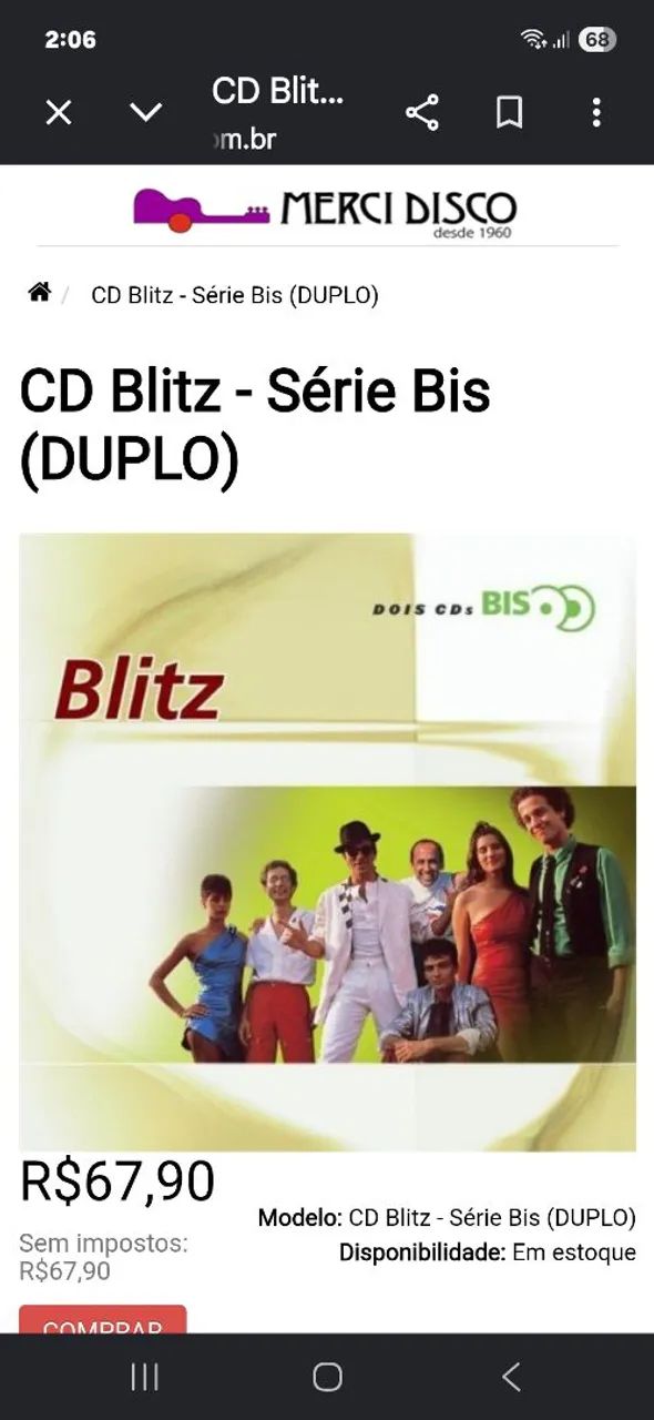 CD Duplo Blitz - Coleção Série Bis (Apenas os Discos 1 e 2)