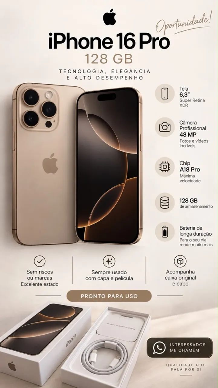 iPhone 16 Pro 128Gb - Celulares e Smartphones - Vila Andrade, São