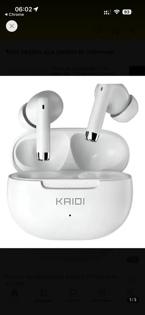 Fone de Ouvido Bluetooth Kaidi KD-767 TWS V5.4 - Branco - LACRADO - Foto 4