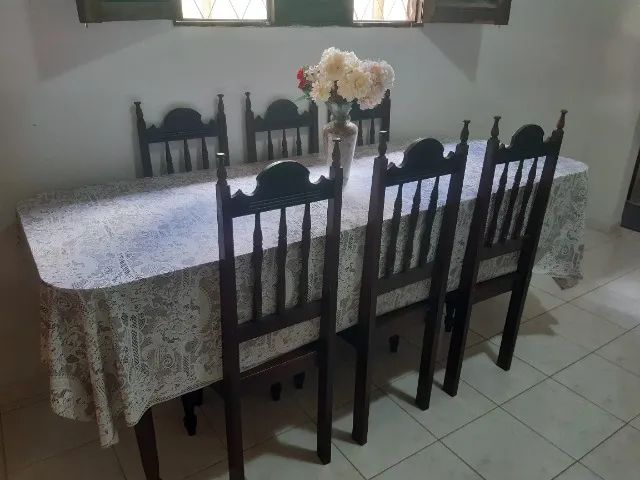 Mesa jantar com 6 cadeiras madeira  - Foto 3