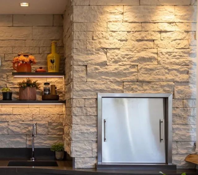 Pedras de Revestimento Ecobrick Stone Marfim Castelatto - Foto 4