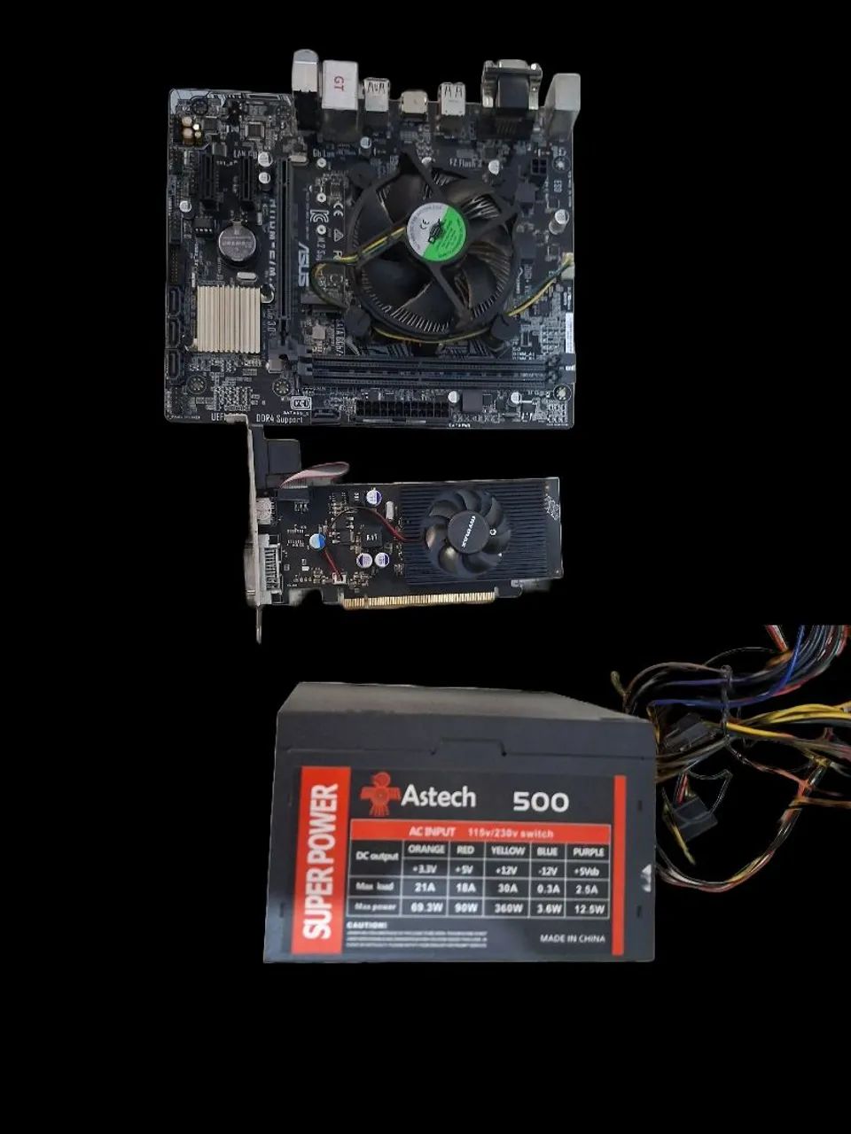 PLACA  ASUS+VIDEO+FONTE+MEMÓRIA 