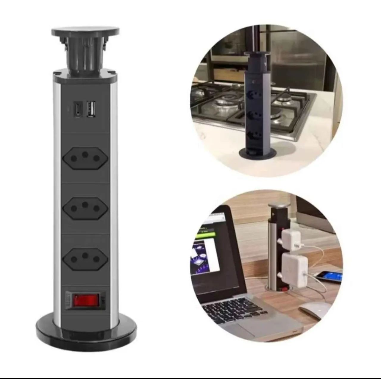 Torre de Tomada Retrátil com USB C e USB - Foto 2