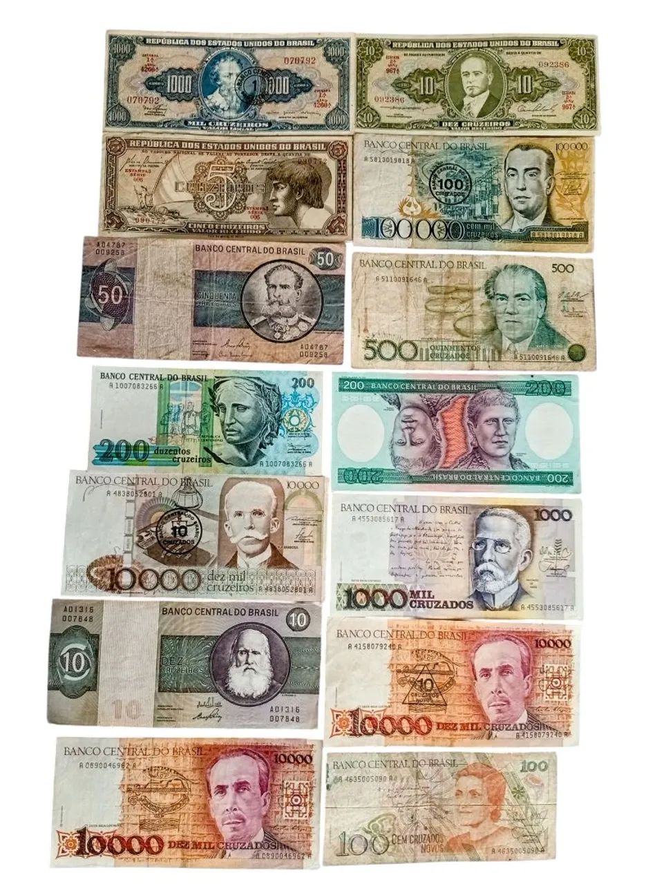 Lote 14 cédulas brasileiras Brasil República 
