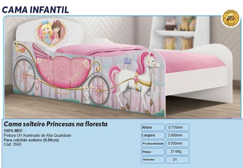 Cama solteiro princesas - Promoção 
