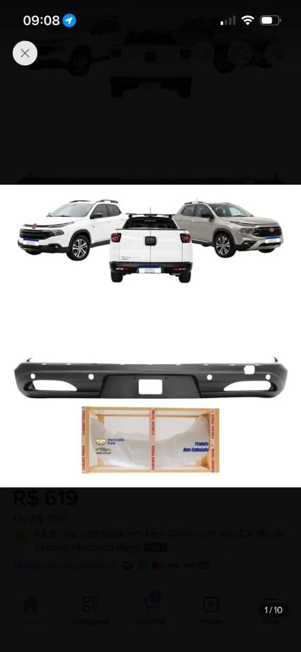 Para choque traseiro da Fiat touro