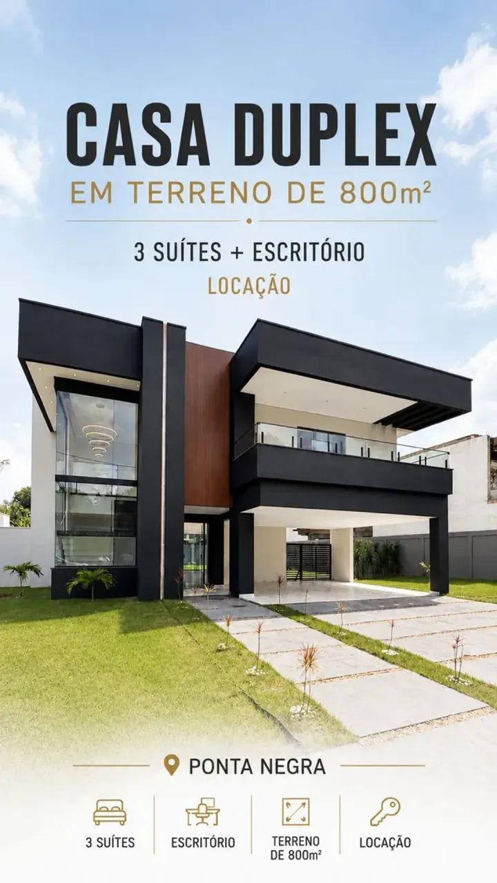 PONTA NEGRA, 800m2, 3  SUÍTES, COM ARMÁRIOS E AR, R$ 15 MIL