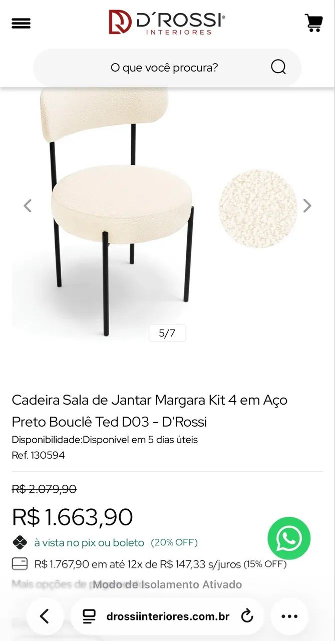 Mesa de Jantar + Kit com 4 Cadeiras  - Foto 3
