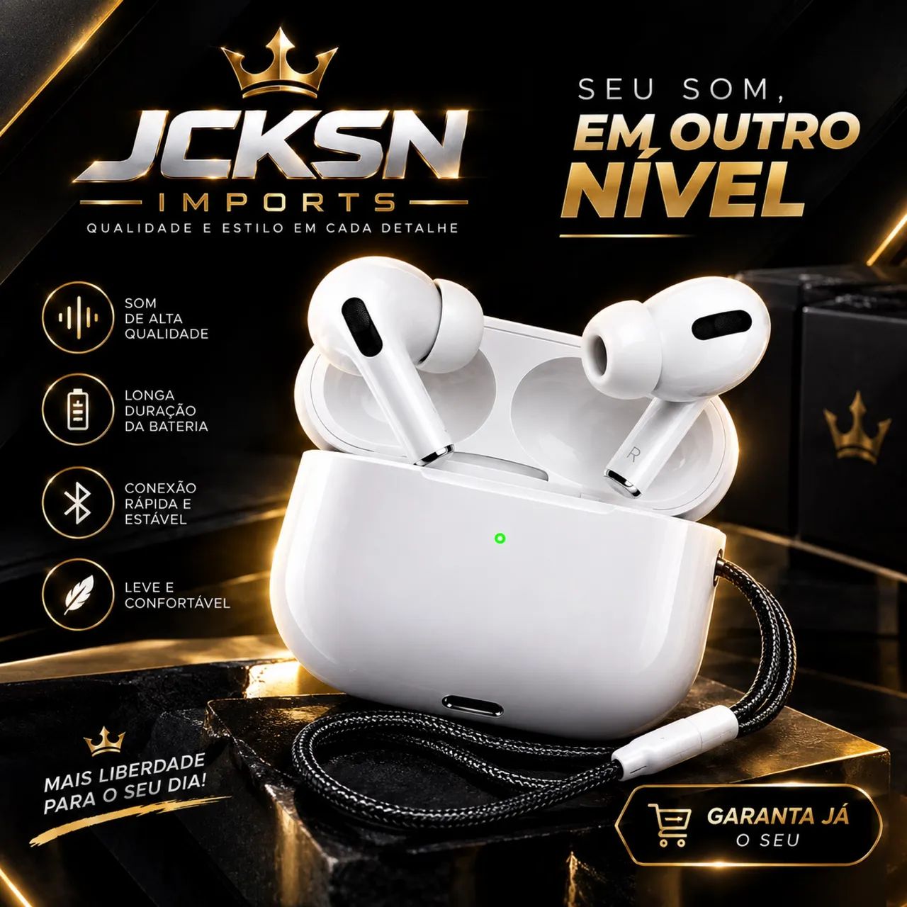 Fone Bluetooth 5.4 TWS Sem Fio Premium - Microfone HD | À Prova D?Água