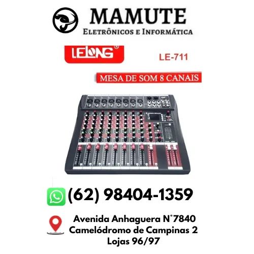 Mesa De Som Bluetooth Usb Mixer Mp3 Digital 8 Canais Le711