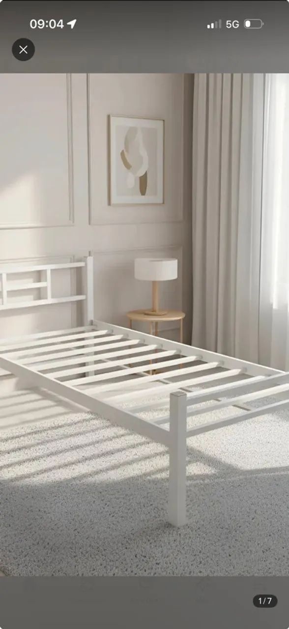 Cama solteiro estrutura de ferro  - Foto 4