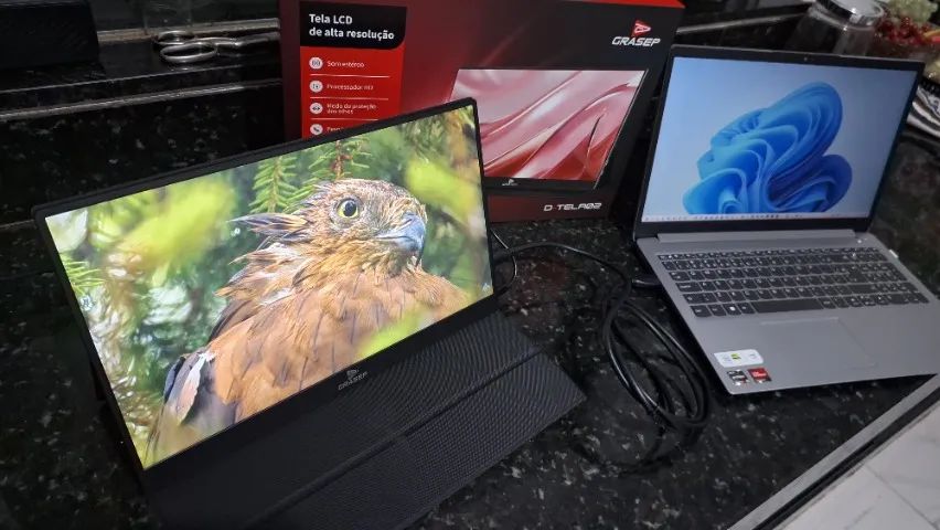 Monitor Portátil 15,6" Full HD IPS, Novo - Foto 4