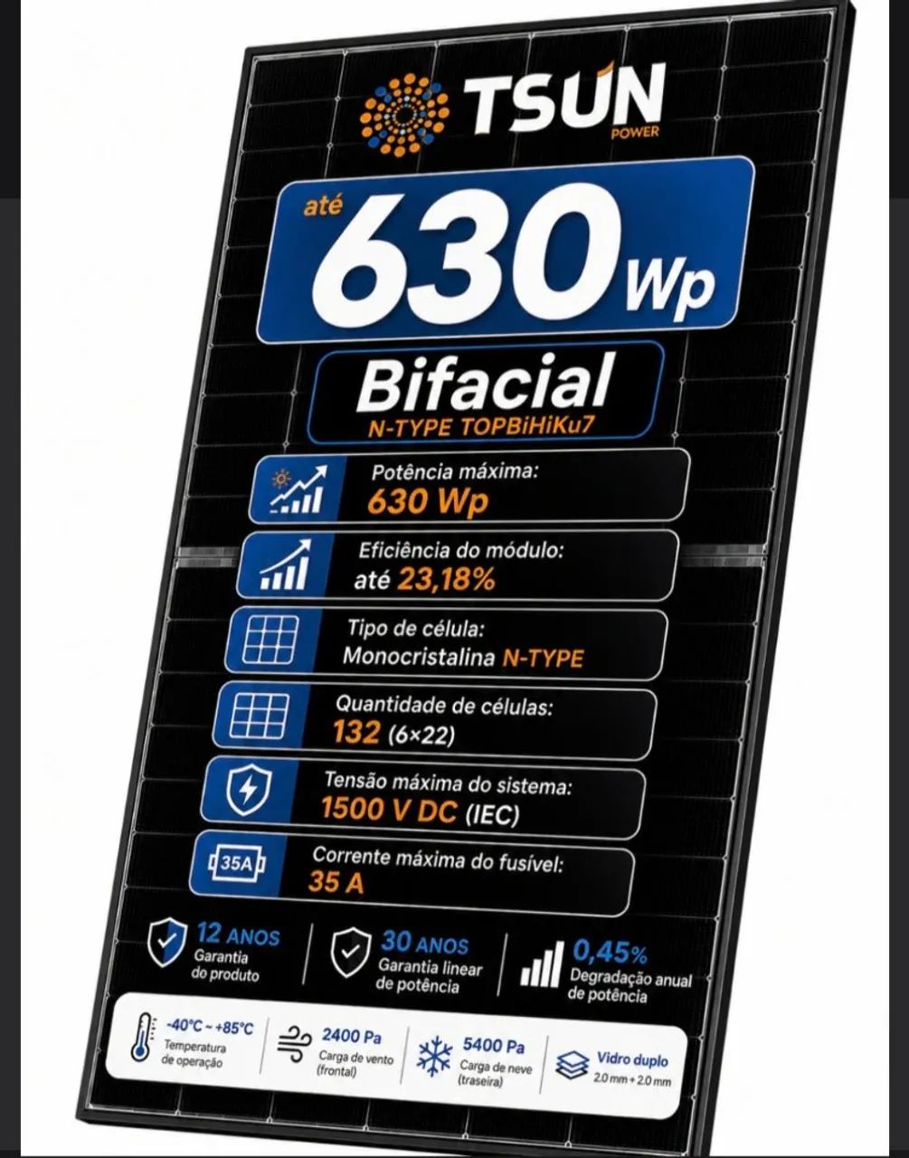 Placa Solar 630w Nova