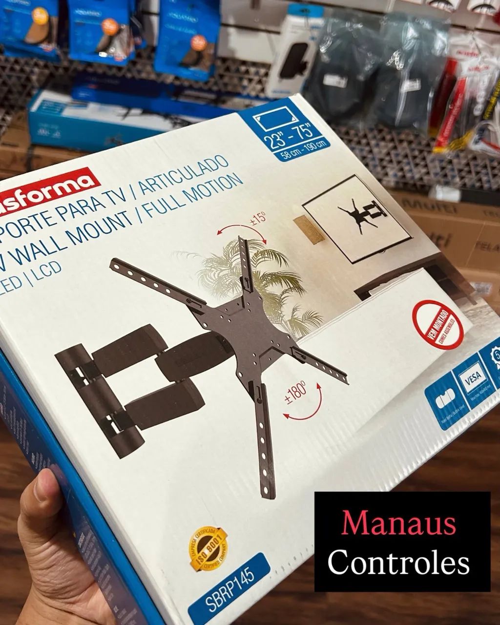 Suporte de Tv 75 Polegadas Articulado 100% Aço até 50cm da Parede 