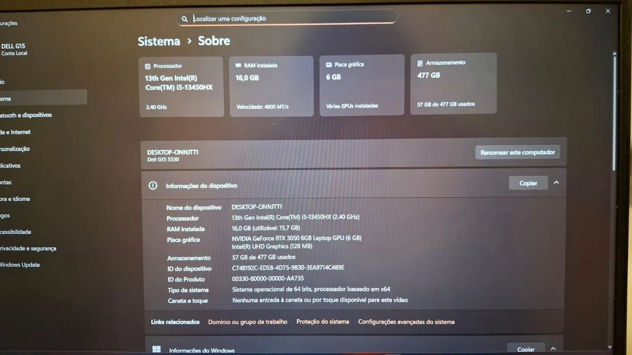 Notebook Dell G15 RTX 3050 6GB - Foto 2