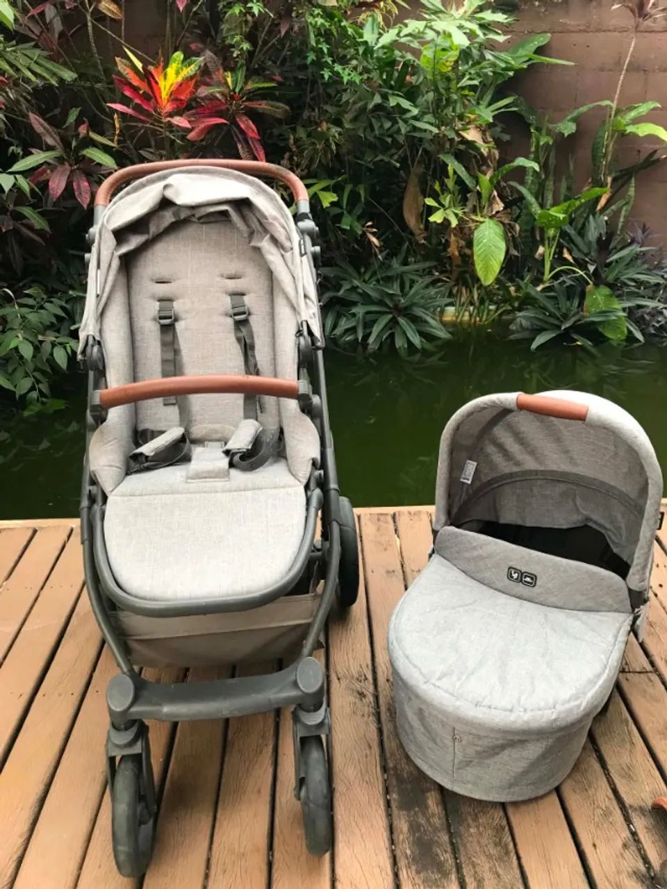 Carrinho De Bebê ABC Design Como 4 Trio Com Moisés E Bolsa - Foto 4
