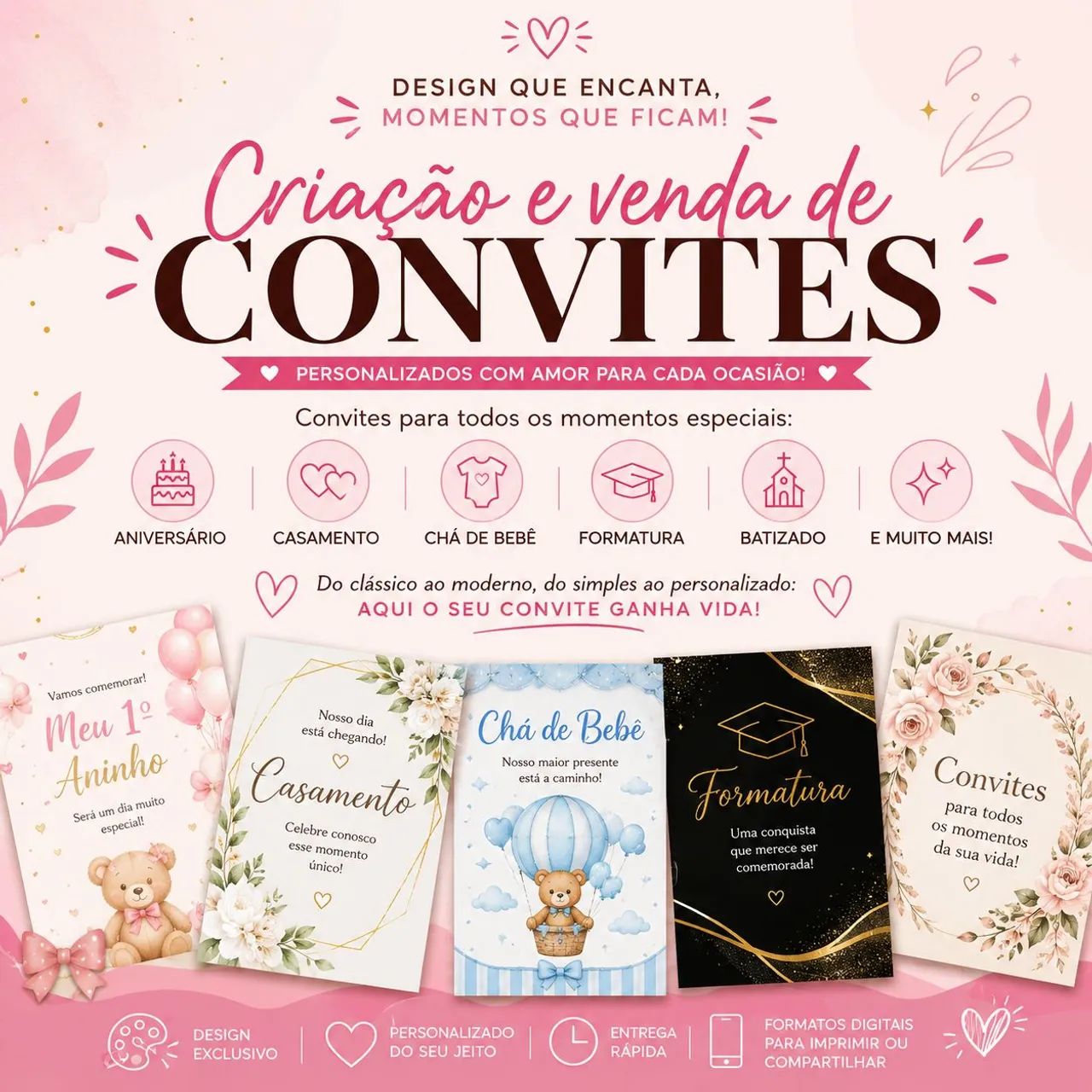 Faço convites em geral