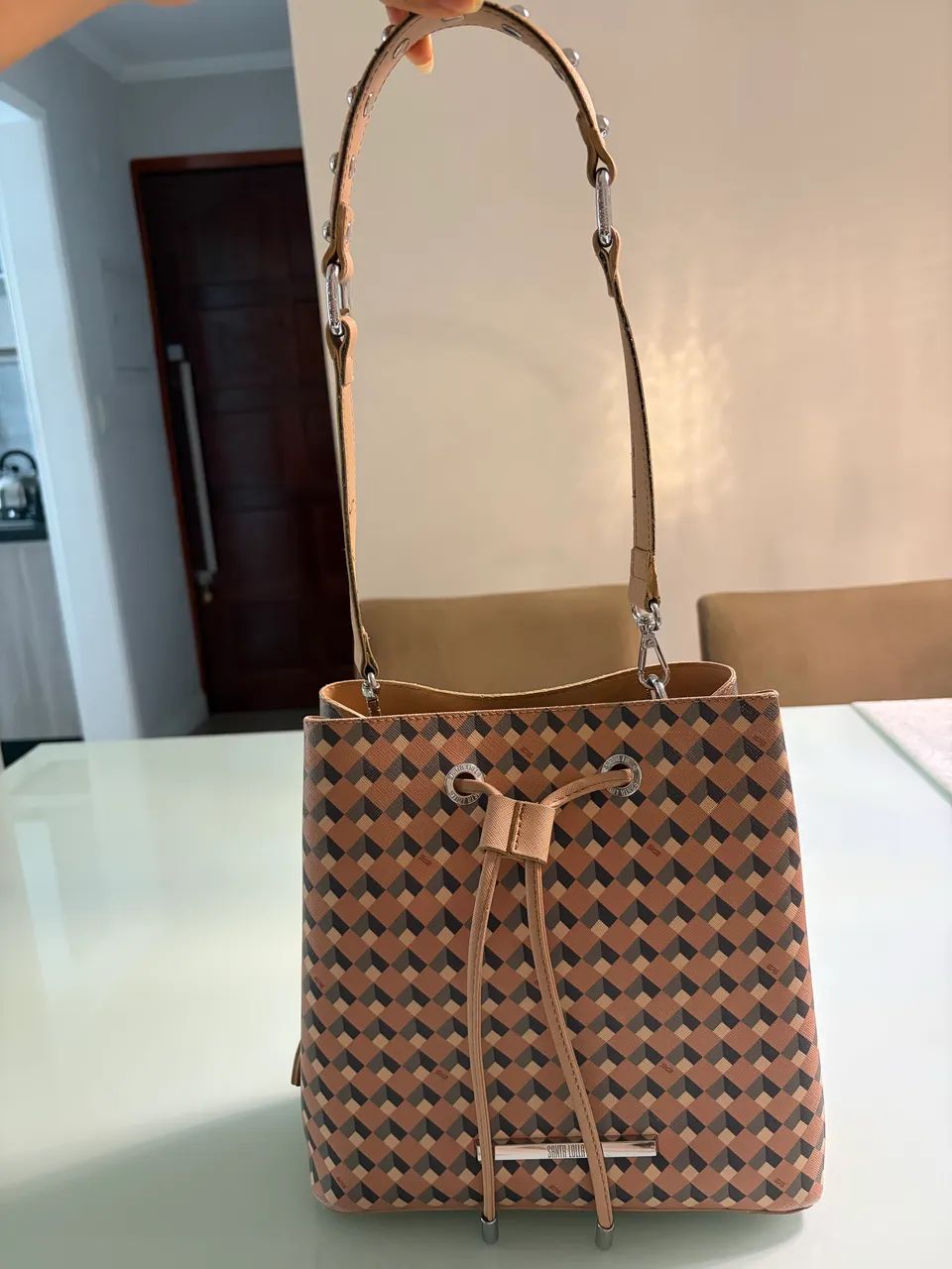 Bolsa Santa lolla - quadriculada rosa - Foto 4