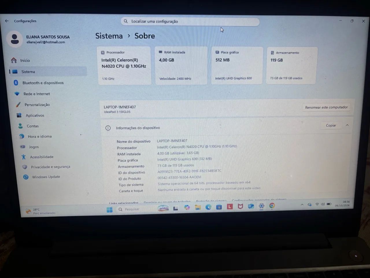 NOTEBOOK CELERON IDEAPAD3 - Foto 3