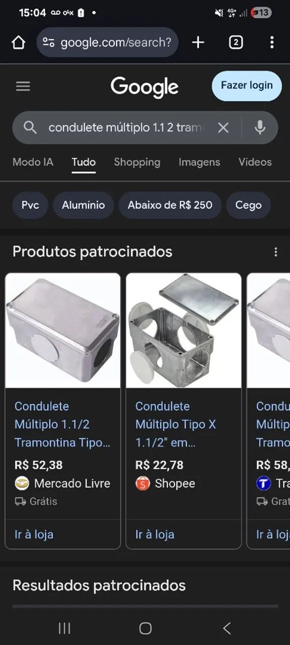 Condulete multiplo "x" 1.1/2  com tampa, Marca Tramontina c/6 - Foto 3