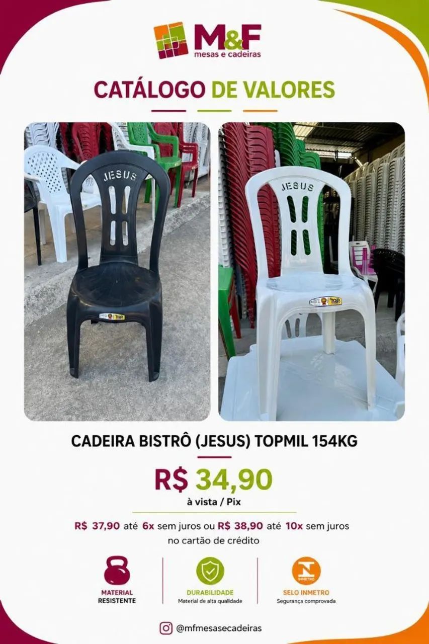 Cadeiras de plástico NOVAS DE FÁBRICA
