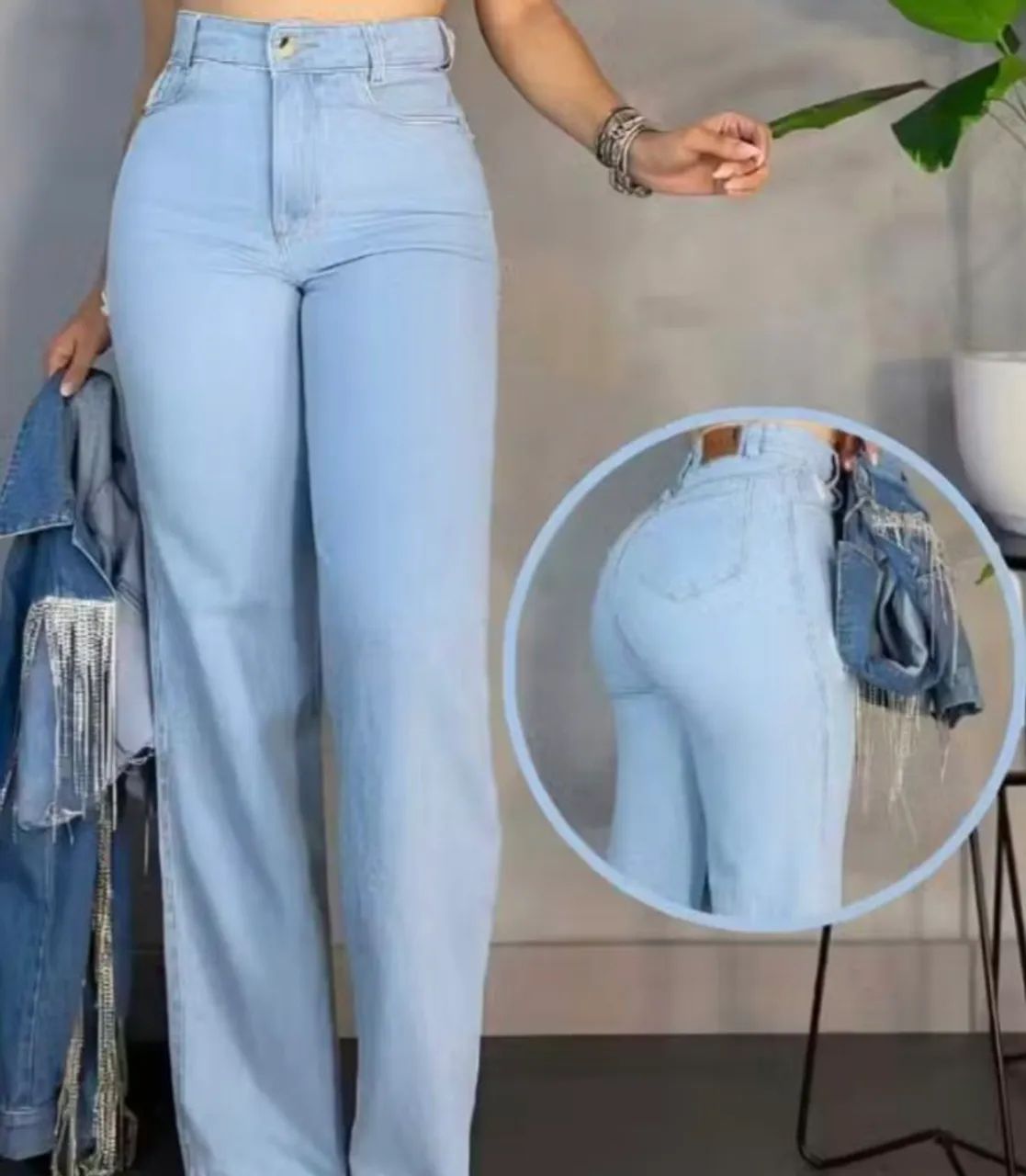 Calça jeans wide leg 