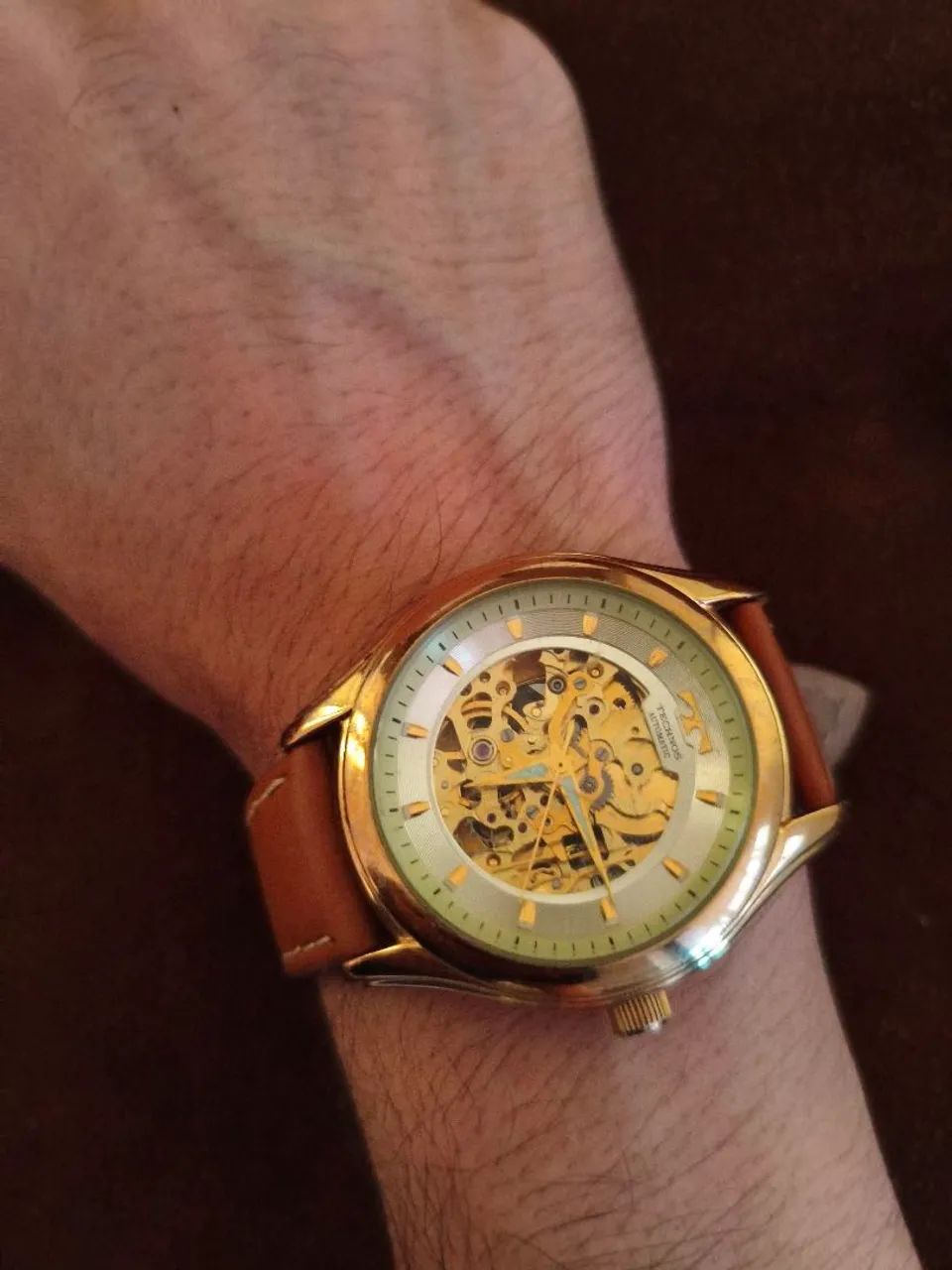 Relógio Technos Masculino Automatico Dourado - Foto 3