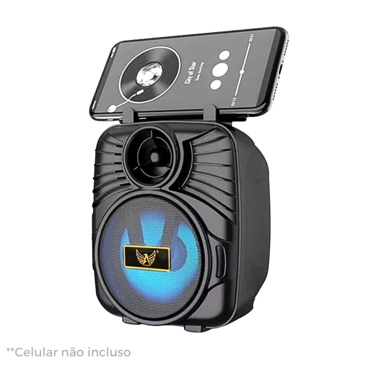 CAIXA DE SOM COM SUPORTE CELULAR 
