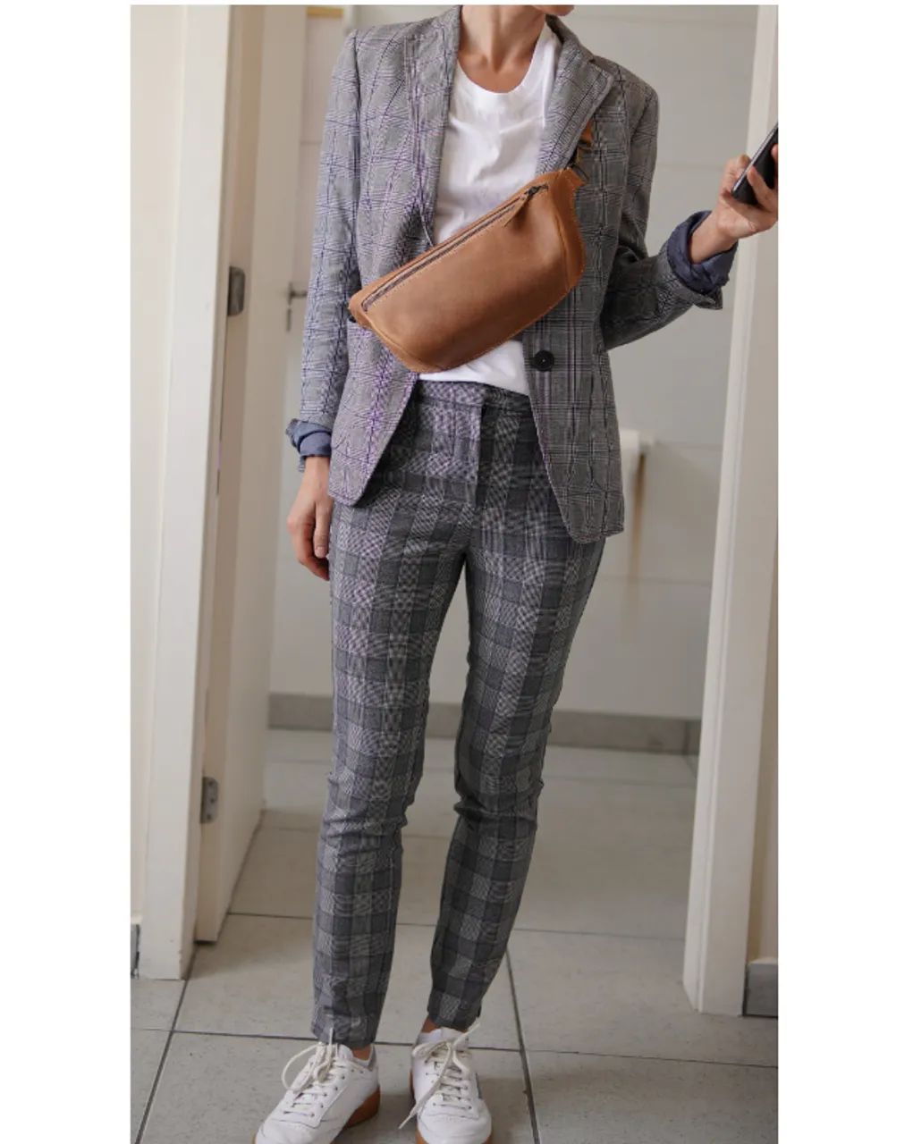 look smart casual xadrez zara, pinko