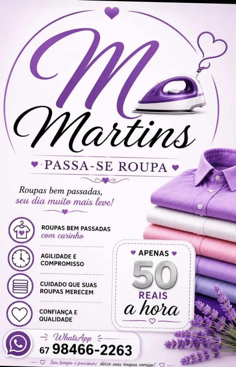 Ofereço passada de roupas na sua residência 