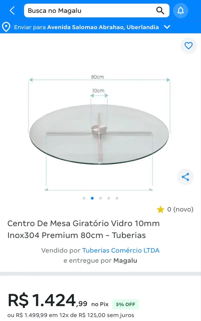 Centro de Mesa Giratório 10mm Inox Premium 80cm. - Foto 4