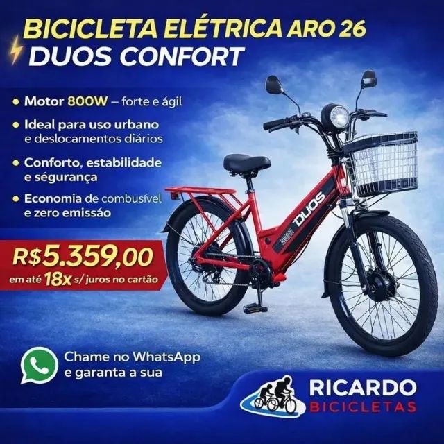 Bicicleta eletrica Duos confort de 800w