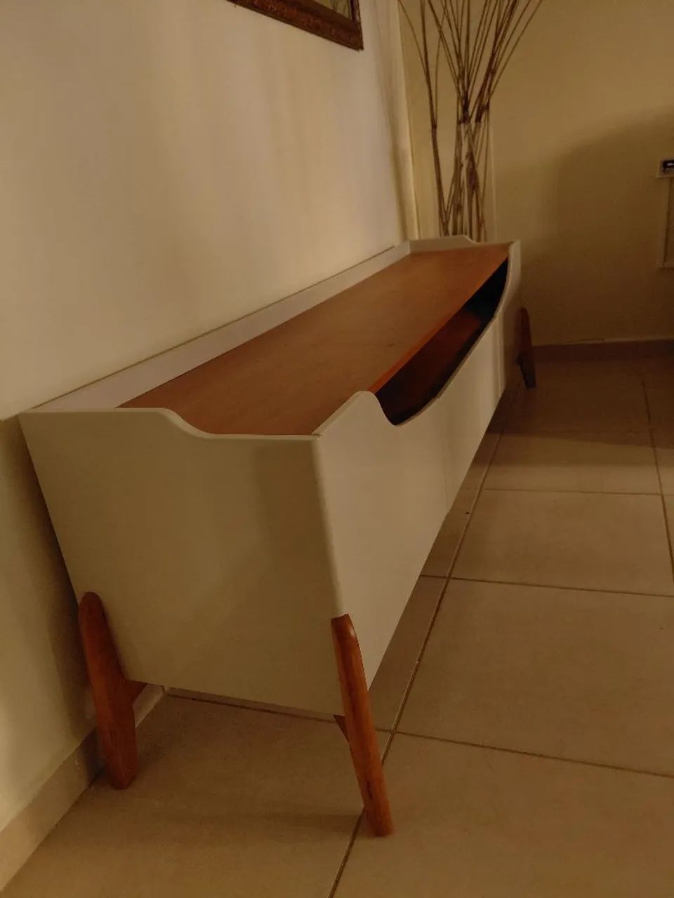 Rack para TV até 70 polegadas Studio 2 portas 1 gaveta Off White e Nature 222 cm - Foto 3