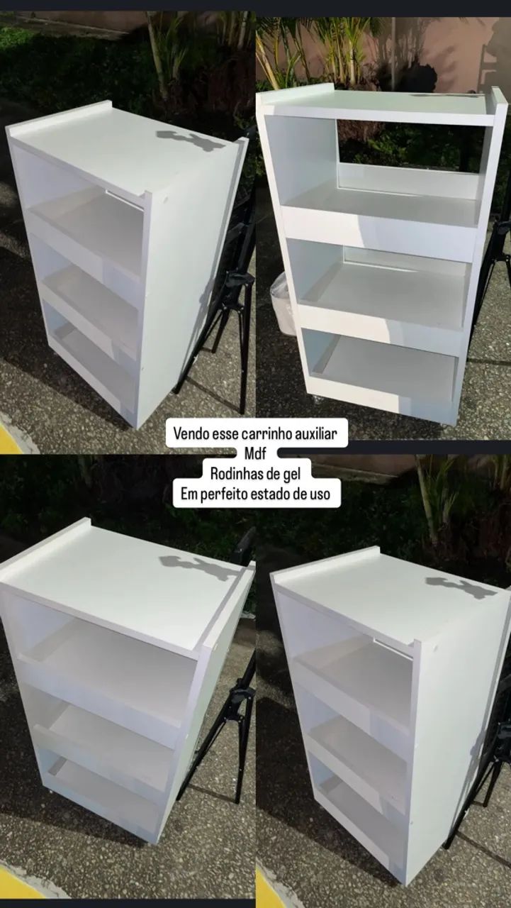 Carrinho auxiliar MDF rodas de gel 
